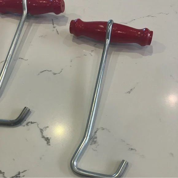 Vintage Wooden Handle Sturdy Metal Boot Strap Hook Puller 7" Long Mating Pair - Picture 3 of 11